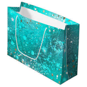Grand Sac Cadeau Mint Turquoise Foil Background