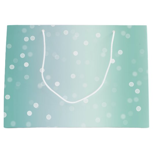 Grand Sac Cadeau Mint White Bokeh Dots Bow Cupcake Christmas (Devant)