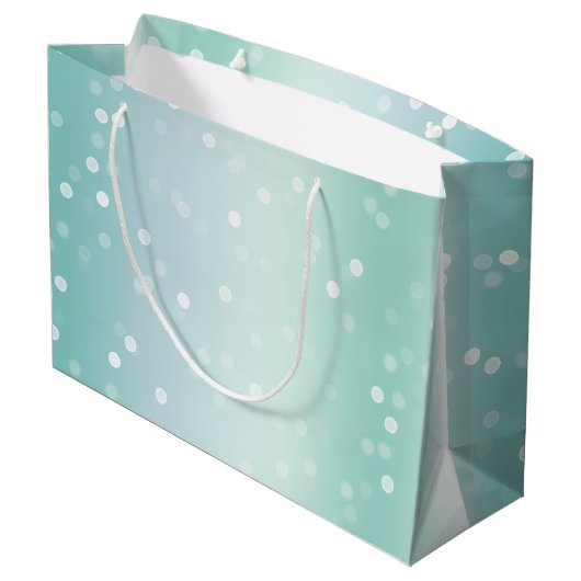 Grand Sac Cadeau Mint White Bokeh Dots Bow Cupcake Christmas (Dos Angle)