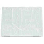 Grand Sac Cadeau Mint White Peace Love Christmas (Devant)