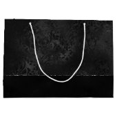Grand Sac Cadeau Minuit Onyx Romance | Black Satiny Grunge Damask (Dos)