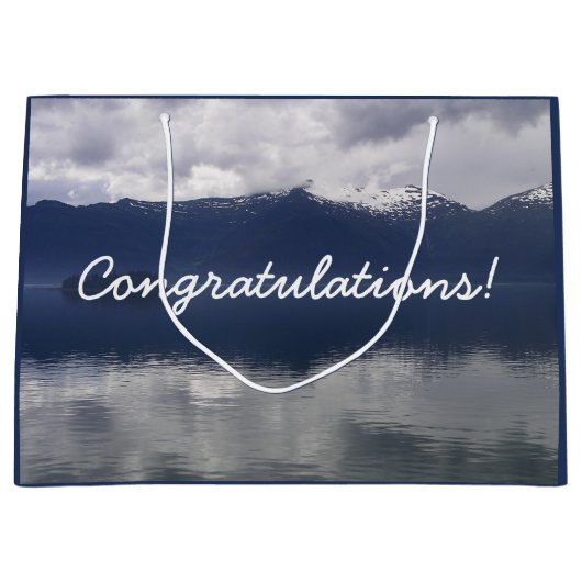 Grand Sac Cadeau Misty Alaskan Sea dans les tons bleu (Devant)