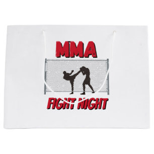 Grand Sac Cadeau MMA Fight Night text and Silhouette of Two Fighter