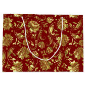 Grand Sac Cadeau Modèle Brown rouge & brillant or Damask (Dos)