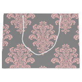 Grand Sac Cadeau Modèle Damas rose et gris (Devant)