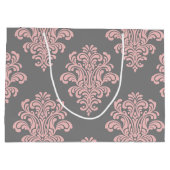 Grand Sac Cadeau Modèle Damas rose et gris (Dos)