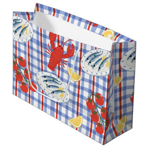 Grand Sac Cadeau Modèle de marché de fruits de mer méditerranéens (