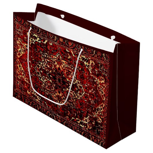 Grand Sac Cadeau Modèle de tapis oriental en rouge foncé (Devant Angle)