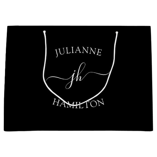 Grand Sac Cadeau Modèle de texte monogramme (Devant)