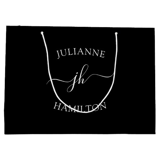 Grand Sac Cadeau Modèle de texte monogramme (Dos)