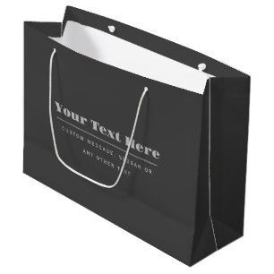 Grand Sac Cadeau Modèle de texte rétro-modern éditable   Gris foncé