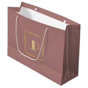 Grand Sac Cadeau Modèle élégant moderne en or rose monogrammé