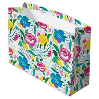 Grand Sac Cadeau Modèle floral avec bouquet coloré.