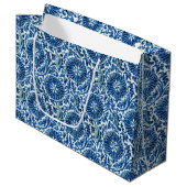 Grand Sac Cadeau Modèle floral chinois bleu (Devant Angle)