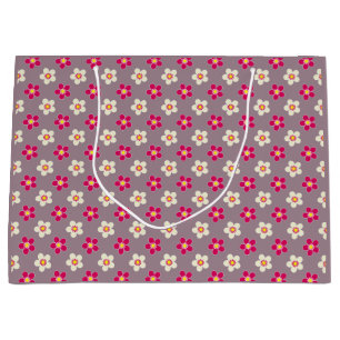 Grand Sac Cadeau Modèle floral de pourpre et de fleurs blanches sur