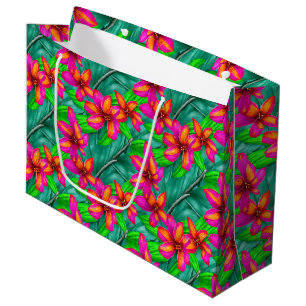Grand Sac Cadeau Modèle floral Paradis tropical