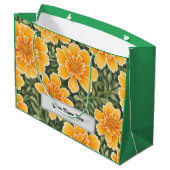 Grand Sac Cadeau Modèle Floral Personnalisable Fleurs Marigold (Dos Angle)