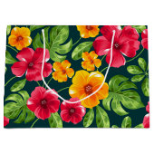 Grand Sac Cadeau Modèle floral tropical vibre (Devant)