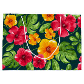 Grand Sac Cadeau Modèle floral tropical vibre (Dos)