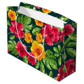 Grand Sac Cadeau Modèle floral tropical vibre (Dos Angle)