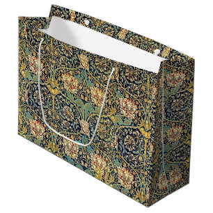 Grand Sac Cadeau Modèle floral William Morris or turquoise rouge