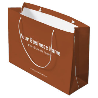 Grand Sac Cadeau Modèle Minimaliste Moderne Sienne Marron pour Nom