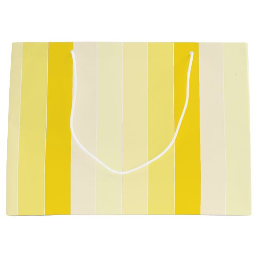 Grand Sac Cadeau Modèle moderne jaune blanc rayé tendance (Devant)