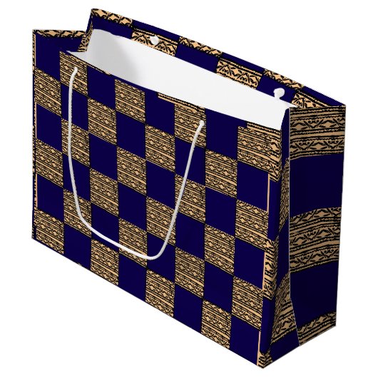 Grand Sac Cadeau Modern Checkerboard Geometric pattern (Devant Angle)