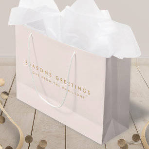 Grand Sac Cadeau Modern Christmas Blush Pink and Gold Minimal