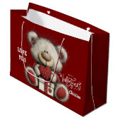 Grand Sac Cadeau Modern Cute Bear Happy Valentines Day Name  (Devant Angle)