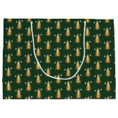 Grand Sac Cadeau Modern Golden Glitter Green Christmas Tree (Dos)