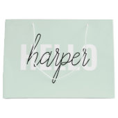 Grand Sac Cadeau Modern Pastel Mint Bonjour Et Vous Nom (Devant)