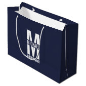 Grand Sac Cadeau Modern Personalized Groomsmen Monogram and Name (Devant Angle)