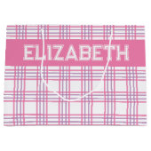 Grand Sac Cadeau Modern Preppy Plaid Pink Purple Pattern (Devant)