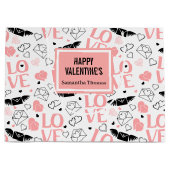 Grand Sac Cadeau Modern Wedding Heart Sketch Personalized Gift Bag (Devant)