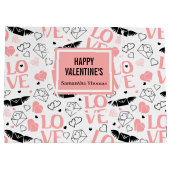 Grand Sac Cadeau Modern Wedding Heart Sketch Personalized Gift Bag (Dos)