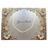 Grand Sac Cadeau Modern White Flowers Pearls Gift Bag (Devant)