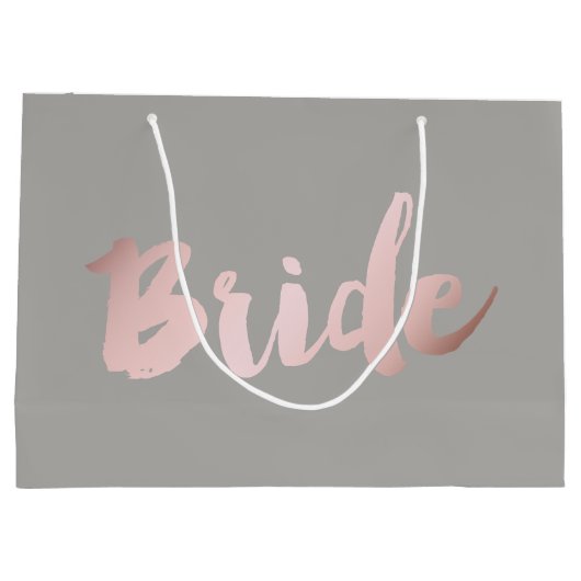 Grand Sac Cadeau moderne élégant faux rose or "mariée" (Dos)