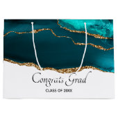 Grand Sac Cadeau Moderne et élégant Turquoise Agate & Gold Ribbon G (Devant)
