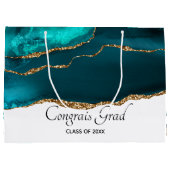 Grand Sac Cadeau Moderne et élégant Turquoise Agate & Gold Ribbon G (Dos)
