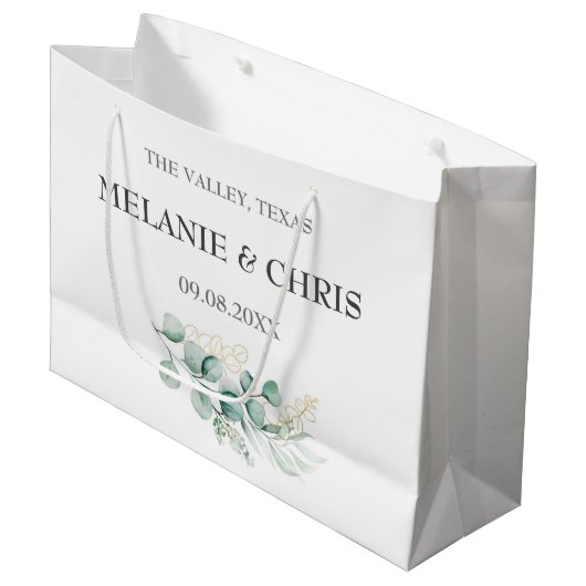 Grand Sac Cadeau Moderne Fleur Rustique Personnalisé Cadeaux Boho M (Devant Angle)