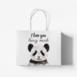 Grand Sac Cadeau Moderne Je T'Aime Beary Beaucoup Panda Noir Et Bla