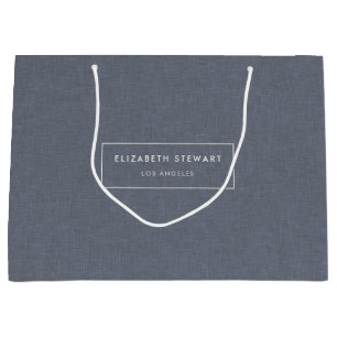 Grand Sac Cadeau Moderne minimaliste professionnel Linge bleu ivoir