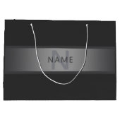 Grand Sac Cadeau Moderne nom ou nom d'entreprise gris foncé dégradé (Dos)