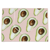 Grand Sac Cadeau Moderne Pastel Rose Et Vert Motif Avocado (Devant)
