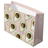 Grand Sac Cadeau Moderne Pastel Rose Et Vert Motif Avocado (Devant Angle)