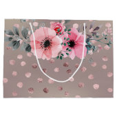 Grand Sac Cadeau Moderne, Points, Fleurs (Dos)