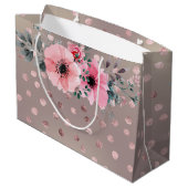 Grand Sac Cadeau Moderne, Points, Fleurs (Dos Angle)