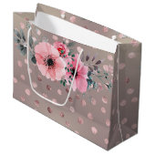 Grand Sac Cadeau Moderne, Points, Fleurs (Devant Angle)