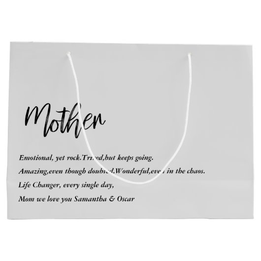 Grand Sac Cadeau Moderne Simple Meilleure Mère Jamais Meilleure Bea (Dos)